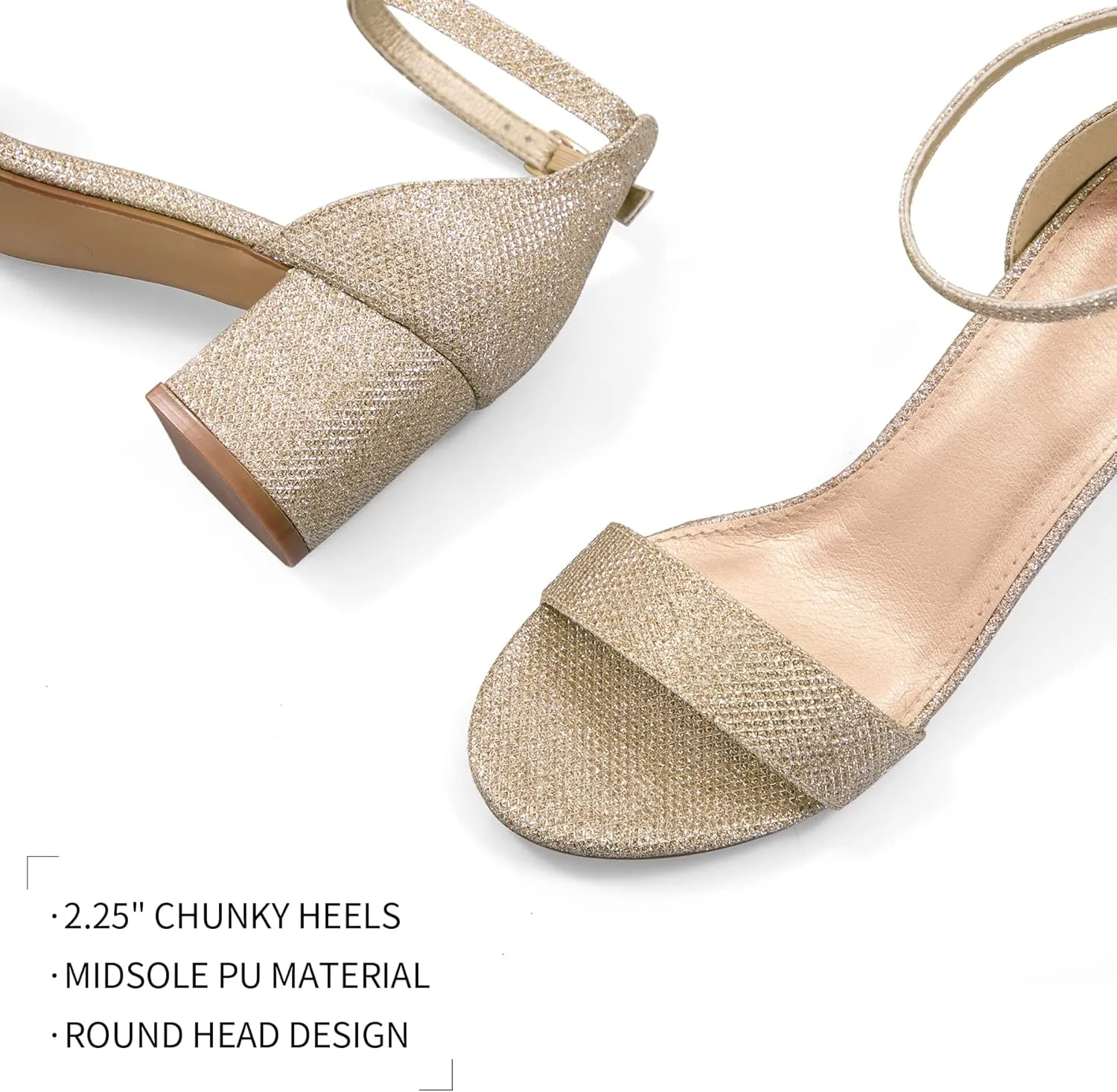 mysoft Women's Chunky Low Heels Open Toe Block Heeled Dress Ankle Strap Pump Wedding Sandals