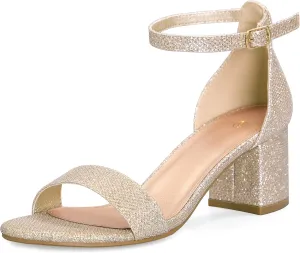 mysoft Women's Chunky Low Heels Open Toe Block Heeled Dress Ankle Strap Pump Wedding Sandals