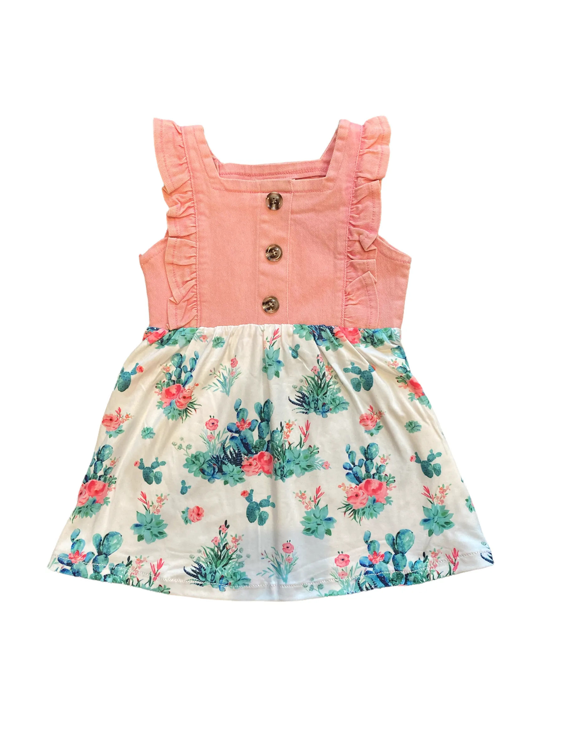 Pink Denim Cactus Dress Kid (6-7)