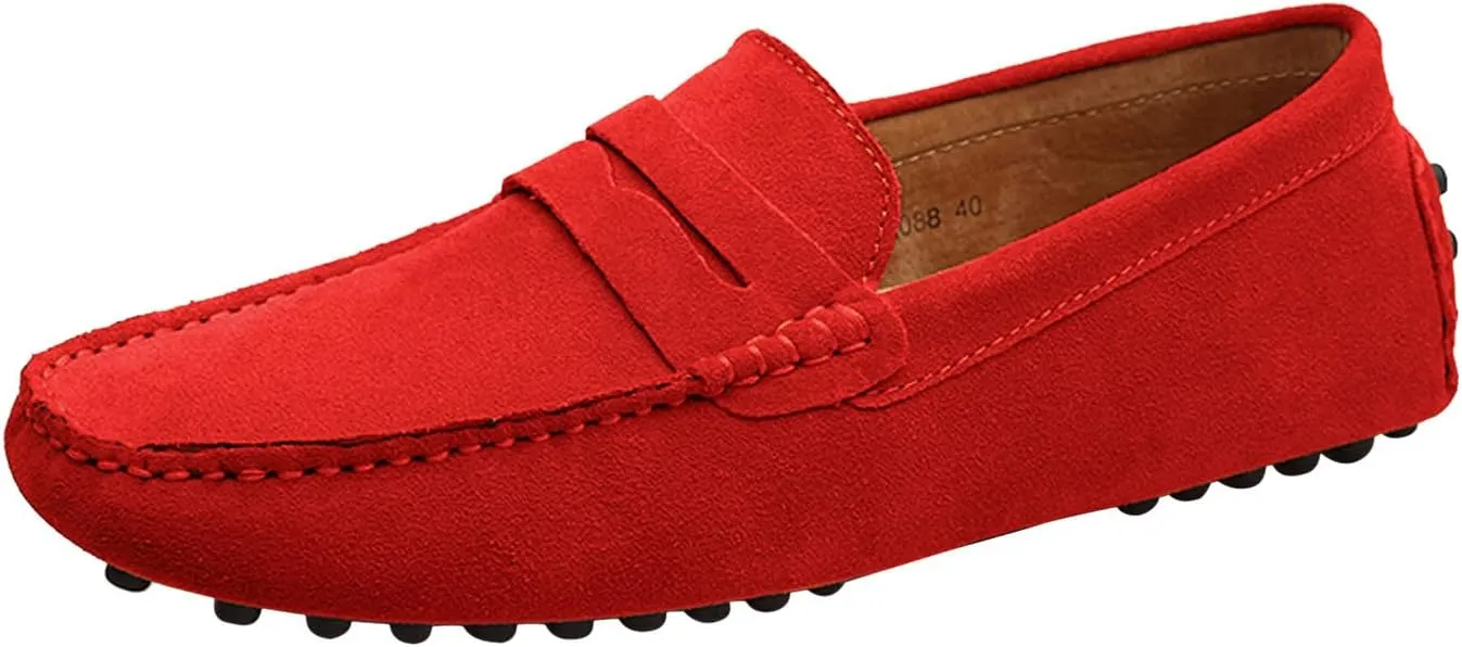 Santimon Mens Driving Penny Loafers Suede Leather Comfortable Casual Slip On Shoes Moccasins