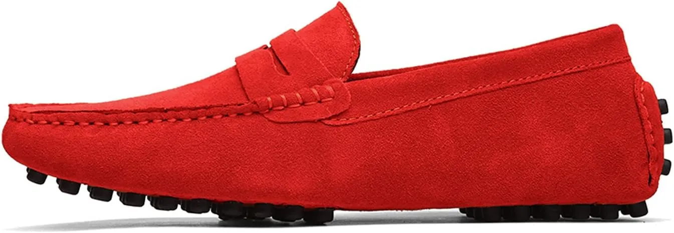 Santimon Mens Driving Penny Loafers Suede Leather Comfortable Casual Slip On Shoes Moccasins