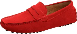 Santimon Mens Driving Penny Loafers Suede Leather Comfortable Casual Slip On Shoes Moccasins