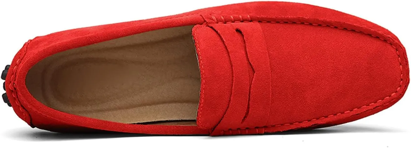 Santimon Mens Driving Penny Loafers Suede Leather Comfortable Casual Slip On Shoes Moccasins