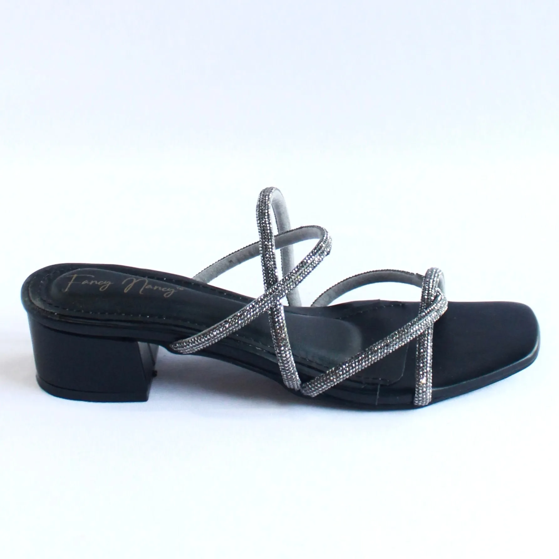 Shimmer Cross Strap Sandals - Black