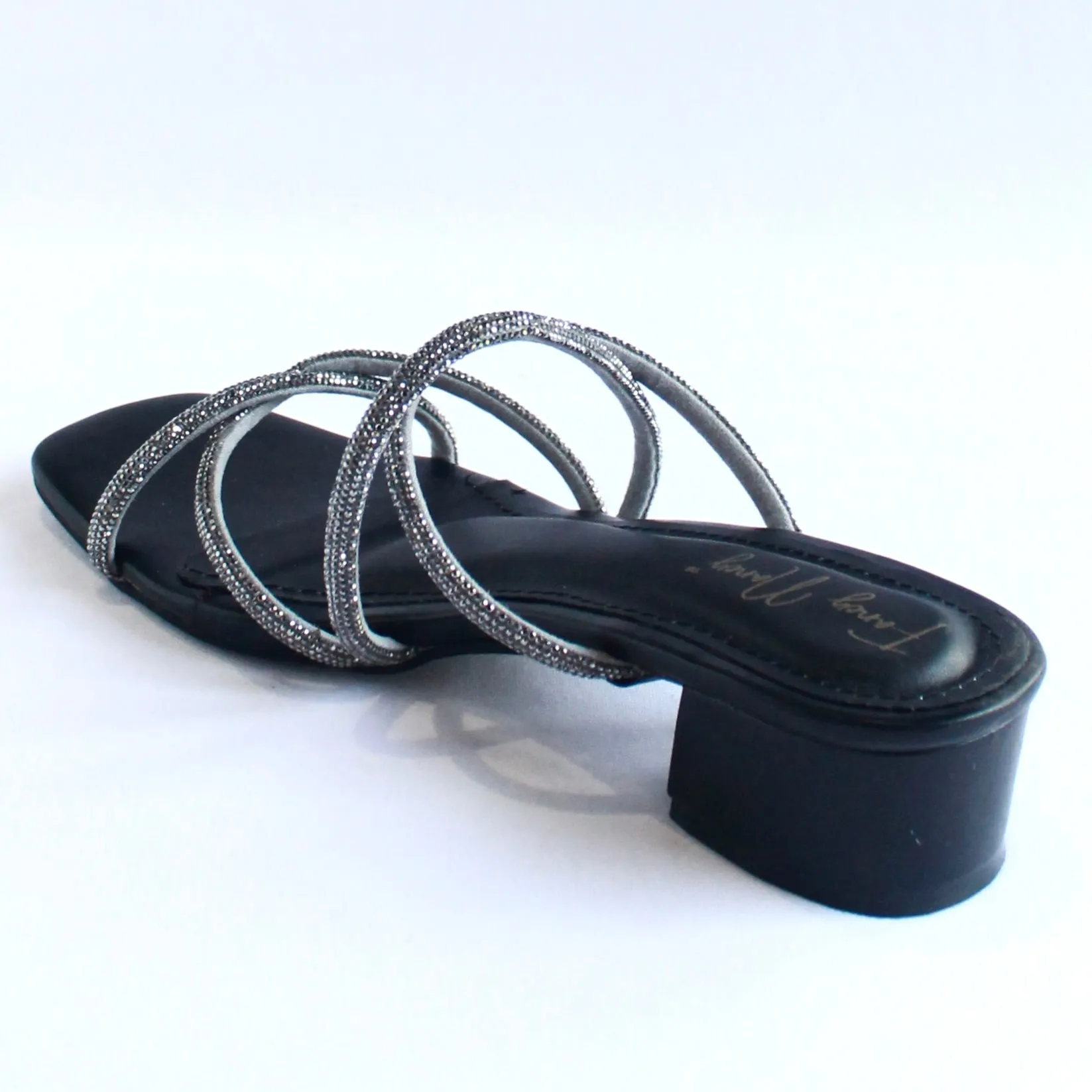 Shimmer Cross Strap Sandals - Black