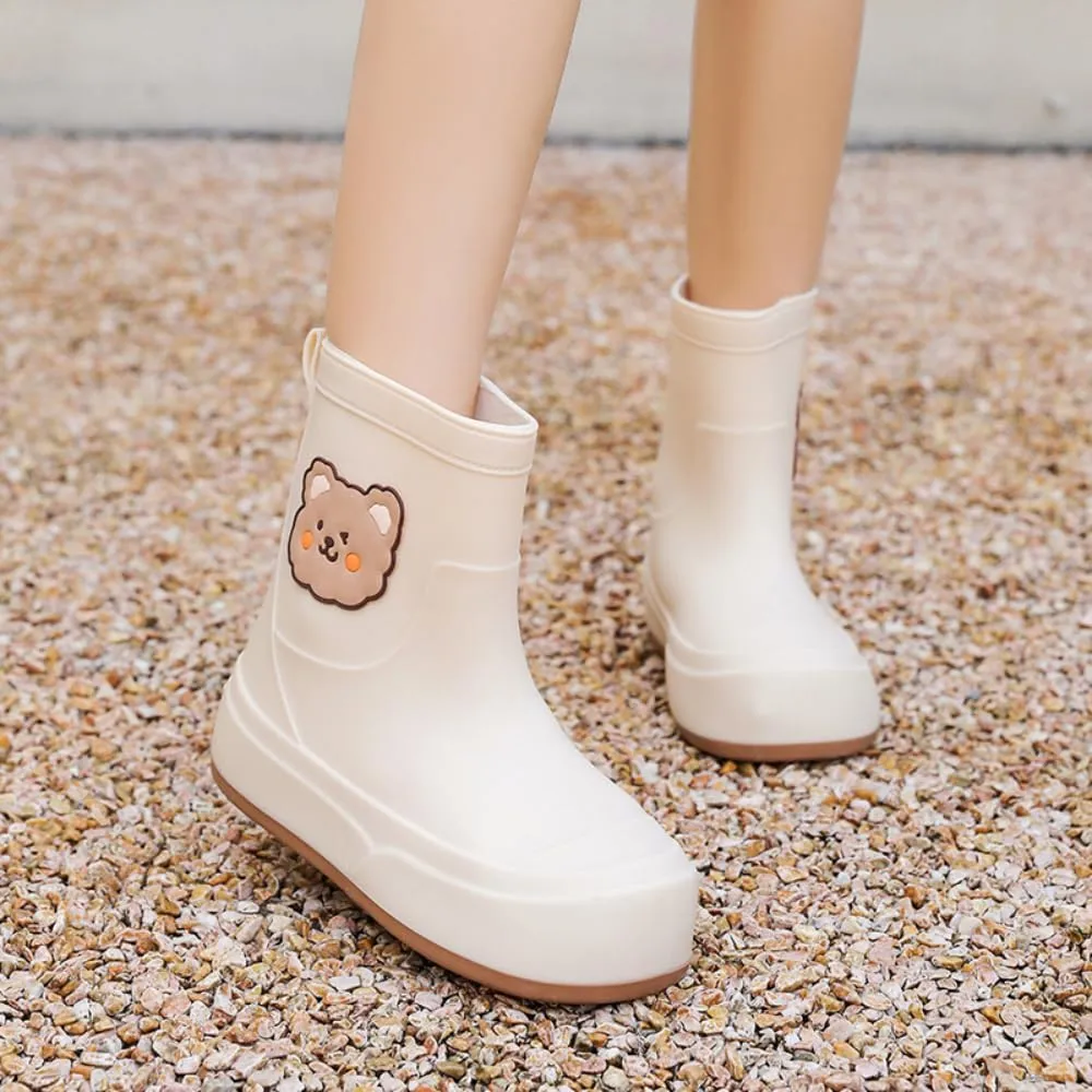 Short Ankle-High Rain Boots Waterproof Cute Short Rubber Cartoon Detachable Dog Boots