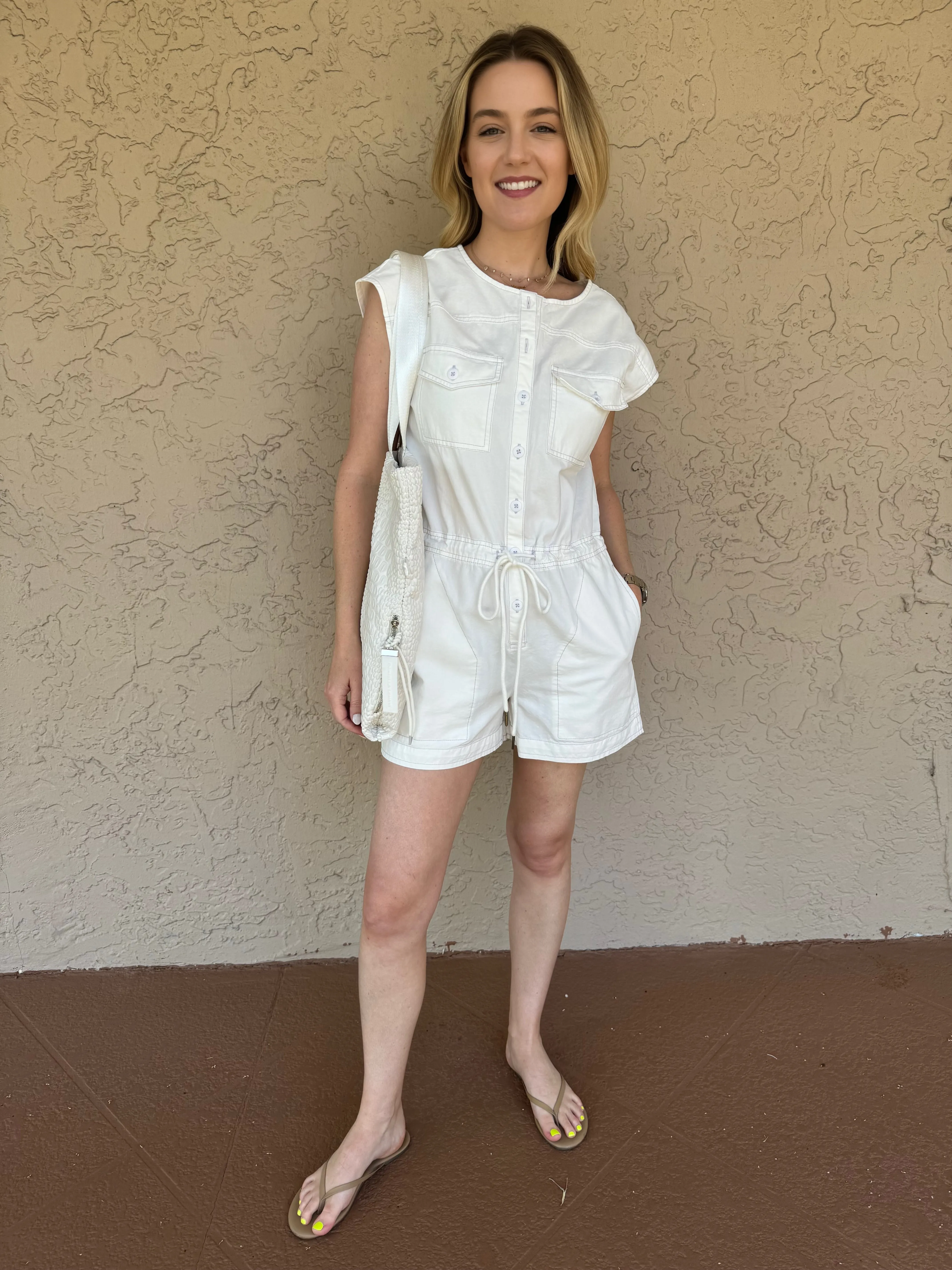 Short Sleeve Canvas Romper