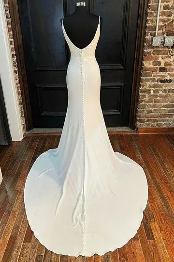 Simple Cowl Neckine Silk Mermaid Wedding Dress