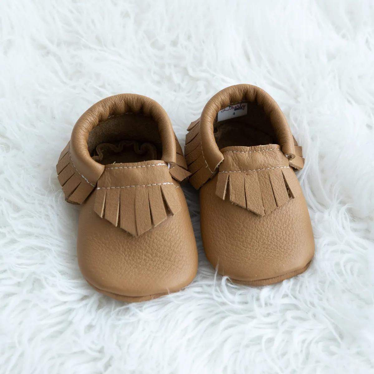 Tan Fringe Moccasins