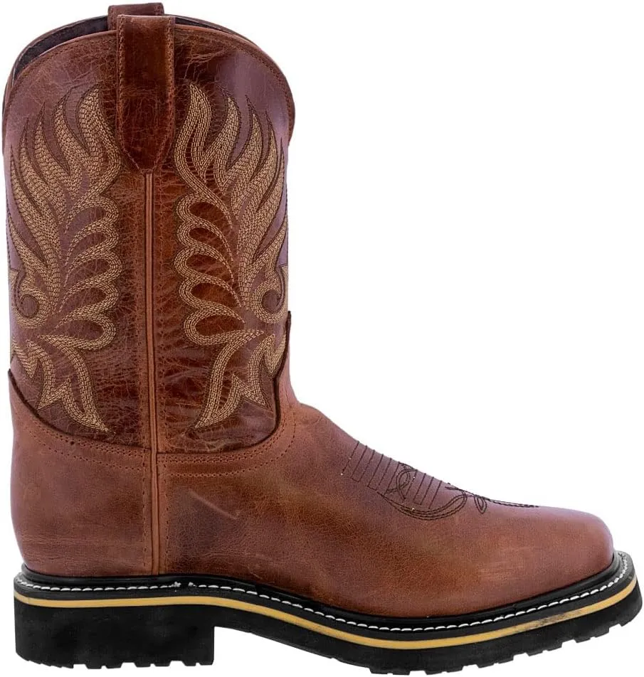 Texas Legacy Mens S750 Cognac Work Boots Leather Slip Resistant Steel Toe