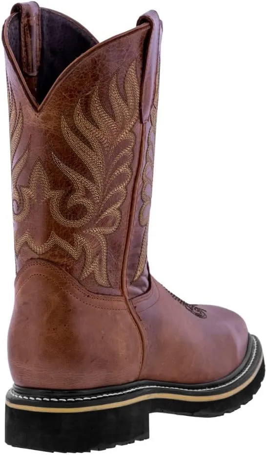 Texas Legacy Mens S750 Cognac Work Boots Leather Slip Resistant Steel Toe