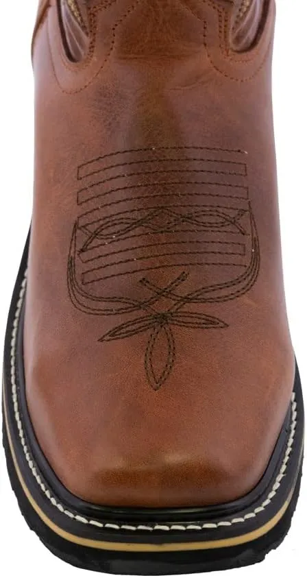 Texas Legacy Mens S750 Cognac Work Boots Leather Slip Resistant Steel Toe