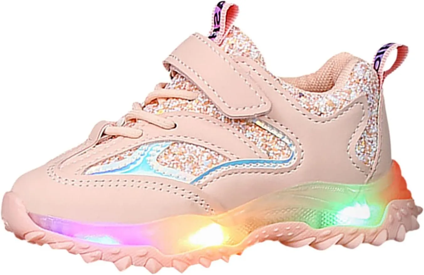 Toddler Boys Girls Sneakers Kids Light Up Shoes Flashing Non Slip Soft Lightweight Kids Sports Shoes Hiking Shoes
