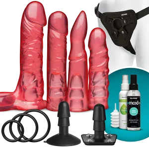 Vac U Lock Crystal Jellies Pink Set Unisex O-ring compatible Strap On Harness & Kits