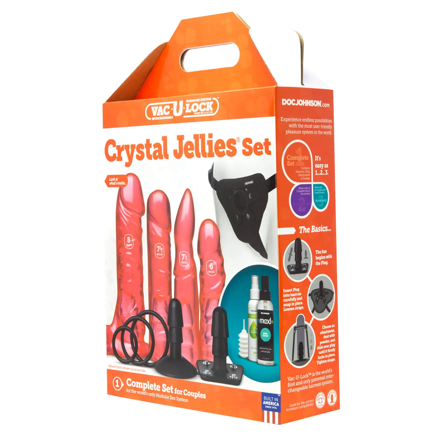 Vac U Lock Crystal Jellies Pink Set Unisex O-ring compatible Strap On Harness & Kits