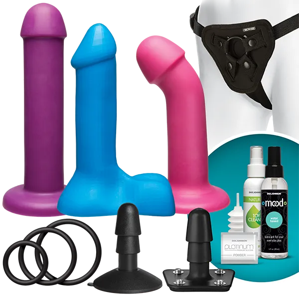 Vac U Lock Dual Density Silicone TruSkyn Colors Set Strap On Harnesses & Kits