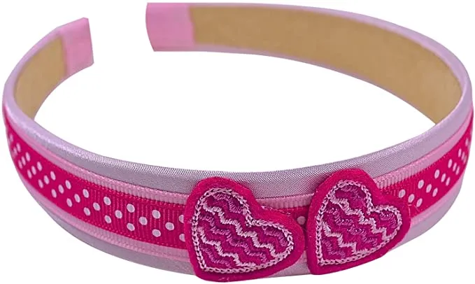Valentines Day Simple Hearts Ribbon Wrapped Satin Arch Headband