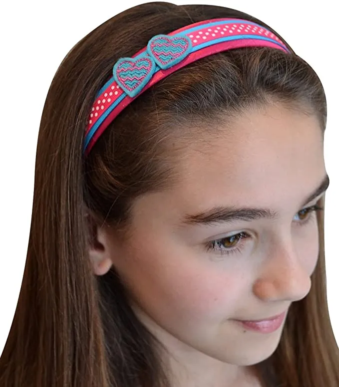 Valentines Day Simple Hearts Ribbon Wrapped Satin Arch Headband