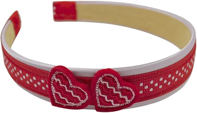 Valentines Day Simple Hearts Ribbon Wrapped Satin Arch Headband