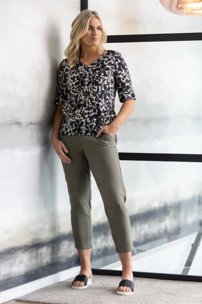 Vassalli 7/8 Elastic Waist Pants Army