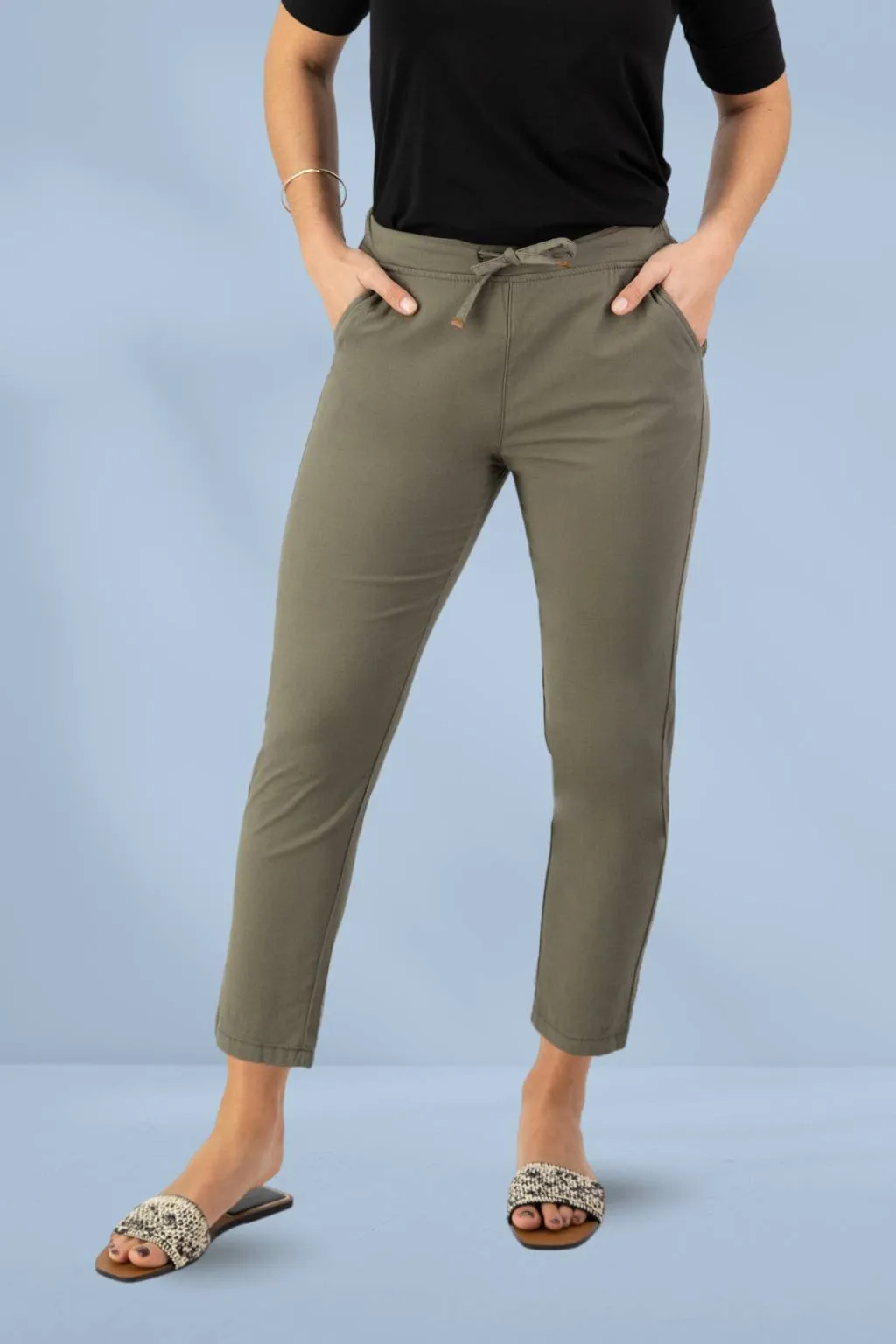 Vassalli 7/8 Elastic Waist Pants Army