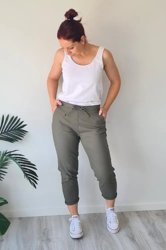 Vassalli 7/8 Elastic Waist Pants Army