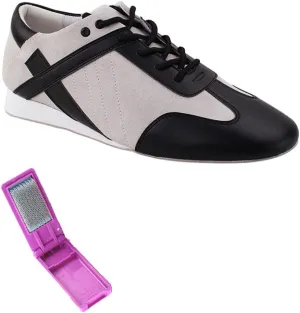 Very Fine Dance Shoes - Mens Latin, Rhythm Ballroom Dance Shoes - SERO106BBX - Flat Heel and Foldable Brush Bundle - Antonio - 13