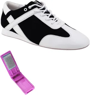 Very Fine Dance Shoes - Mens Latin, Rhythm Ballroom Dance Shoes - SERO106BBX - Flat Heel and Foldable Brush Bundle - Jackson - 12