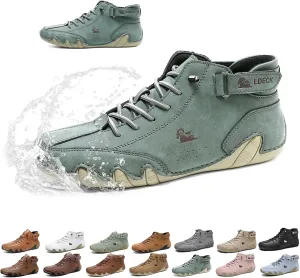 Vogldeck - Anthoern Men Waterproof and Breathable Orthopedic Walking Shoes, Fashion Casual Comfortable Non-Slip Handmade Suede High Boots Beck Shoes for Hiking Driving Chukka Boots(Green,42 EU)