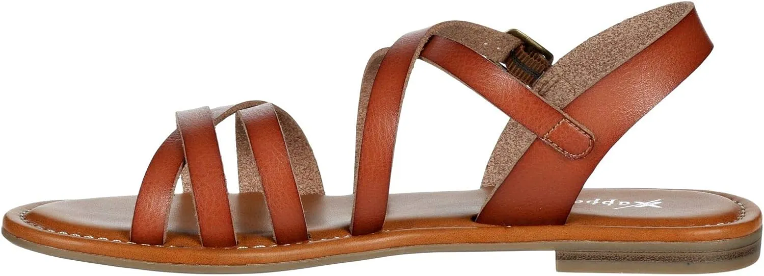 XAPPEAL Clarissa - Women's Strappy Open Toe Gladiator Flat Sandals with Ankle Strap