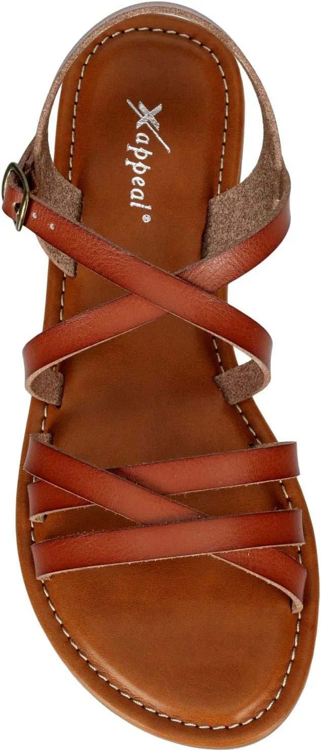 XAPPEAL Clarissa - Women's Strappy Open Toe Gladiator Flat Sandals with Ankle Strap